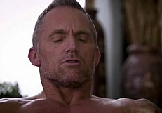 I'm a horny blonde getting fucked by a tattooed man.