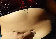 Relaxing with her belly button! Latina couple's sexy massage leads to cum.