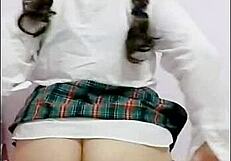 student with nice ass wets panties from orgasm after school and records video