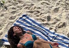 Pissed on a Skinny Babe's Wet Pussy on Public Beach - She Was Shocked!