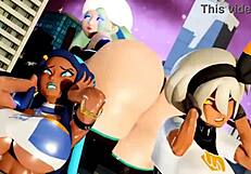 Teen twerks with playful touch touch moves on stage