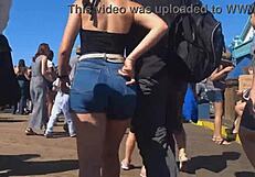Big ass in shorts and jeans caught on candid camera