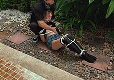 beauty from the park gets tied up in wild outdoor fun