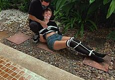 beauty from the park gets tied up in wild outdoor fun