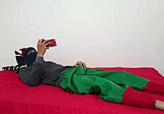 Step-siblings enjoy intimate moments alone at home together.