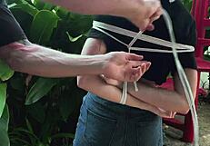 beauty from the park gets tied up in wild outdoor fun