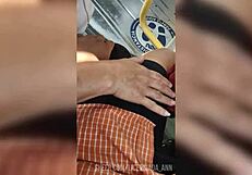 Mature Woman in Leggings Walking on the Street