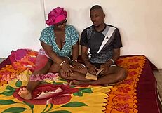 Sex-starved mummy subtly seduces her stepson in missionary, making him take her pussy.