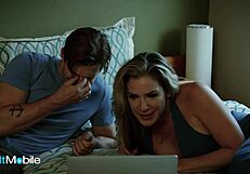 Adultmobile features busty milf kayla paige seducing stepdaughter's boyfriend nathan bronson. She moans loud while riding him on the bed!