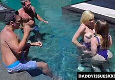 Wow, Katie Kush and Kenzie Madison's Pool Blowjob and Missionary Cumshot!