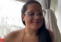 this brunette has been dating for a short time and surprises her boyfriend