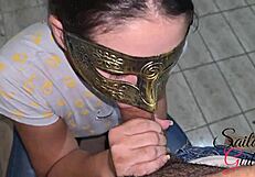 Sailor girl hotwife swallows cum after blowjob and handjob