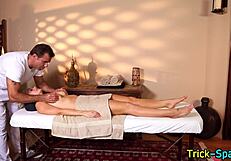Blonde babe jerks masseur during massage?