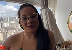 this brunette has been dating for a short time and surprises her boyfriend