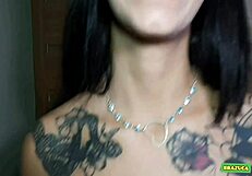 Zarah Santti intensely sucks and licks my cock in lingerie