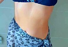 Wow, tanned latina girls shower off after beach fun!