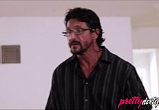 Petite teen stepdaughter Elsa Jean takes a monster cock from her religious stepdad. Blonde beauty with small tits gets pounded in taboo action.