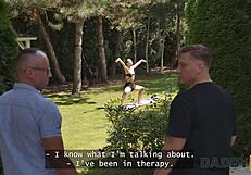 daddy4k young 18+ skinny girl was so nice so she showed her boyfriends stepdaddy what the real deepthroat is