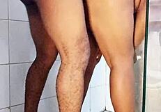 First time in bathroom with roommate.