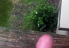 guy jerks off outdoors and cums