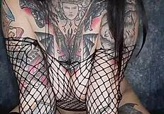 Goth Girlfriend Riding Vibrator Dildo To Intense Orgasm With Squirting