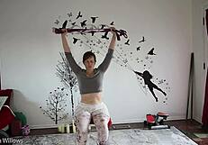 Milf feels sensual yoga instruction on her big ass