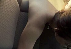 Real escort with huge tits getting fucked doggystyle in public, watching herself cum