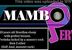 20 साल की Brazilian ebony Jenny Pretinha को monster cock balls deep, फिर दो और DAP anal 3on1 BBC action में