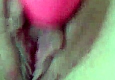 Young Brunette Tease Plays With Her Pussy Using Big Pink Dildo