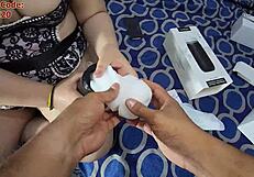 i masturbate his cock with svakom while sucking balls