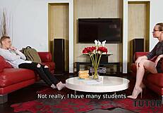 Instead Of Physics, Fellow Stretches Attractive Tutor Hard!