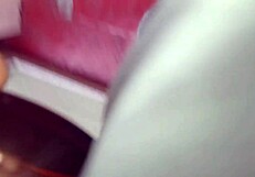 Spying on brunette bathing guy in feminine clothing, then roleplay fucking