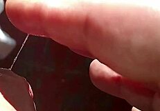 Spying on brunette bathing guy in feminine clothing, then roleplay fucking