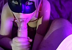 Amazing blowjob from my girlfriend with eye contact on the bed