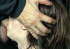 Mouth gagged slut takes machine fuck from master