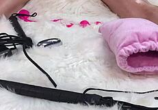 i rubbed her down with oil, then slammed her pussy and asshole with a glass dildo so hard she screamed for more and went home to her husband all used up