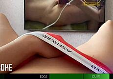 Latina babe tries not to cum in POV jerk-off challenge