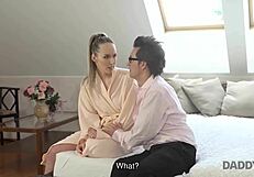 Daddy4k Horny Daddy Can't Resist Blonde Hottie's Tight Vagina. Will She Give In?