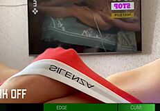 Latina babe tries not to cum in POV jerk-off challenge