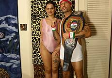 Pornstar Champion Dominates Women in Full Nelson Wrestling Challenge Match