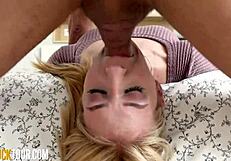 teen blonde babe sofie otis gets facial after deep throating!