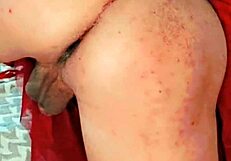 Hey, watch this muscular cheerleader in skirt tease with toys on desk