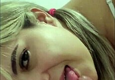 I ate the hot blonde's ass in white lingerie early morning, she sat more