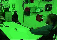 Petite blonde teen Delilah Day, caught shoplifting with clothes under hijab, gets her small tits ripped and fucked hard by the officer in the office.