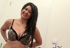 busty chubby cathy enjoys a hard dick in her mouth from pov