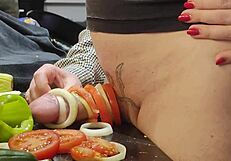 Extreme urethral torment in kitchen...