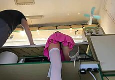 I couldn't resist kissing her naked ass at work when she bent over the counter