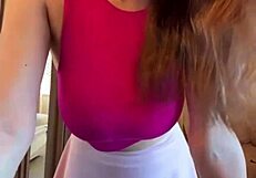 stepmother plays with her big milky tits on cam