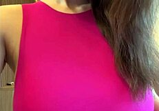 stepmother plays with her big milky tits on cam