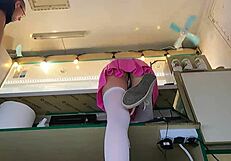 I couldn't resist kissing her naked ass at work when she bent over the counter